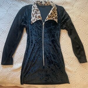 90s velvet dress with cheetah collar